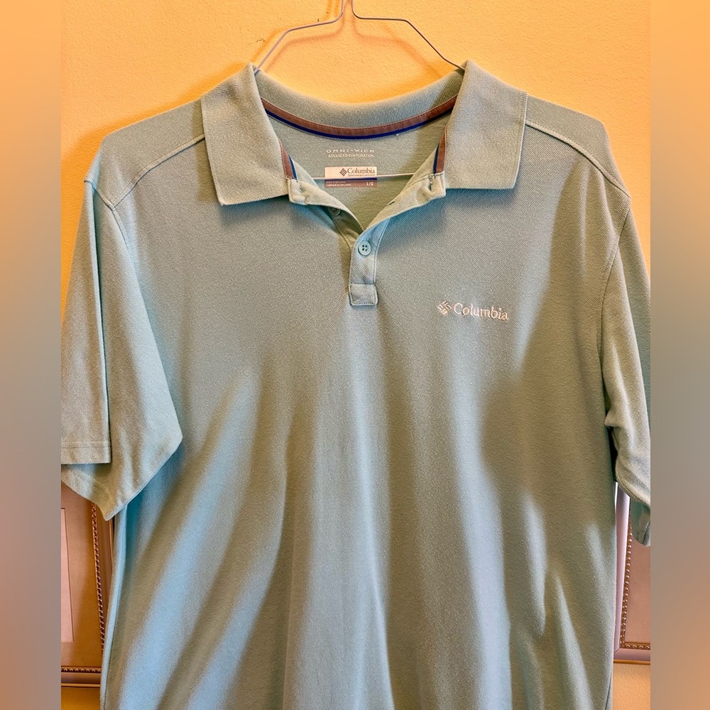 Men’s Aqua Blue Columbia Polo Size Large